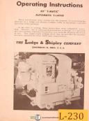 Lodge & Shipley 30" T-matic, Auto Lathe, Operations and Care Manual 1953